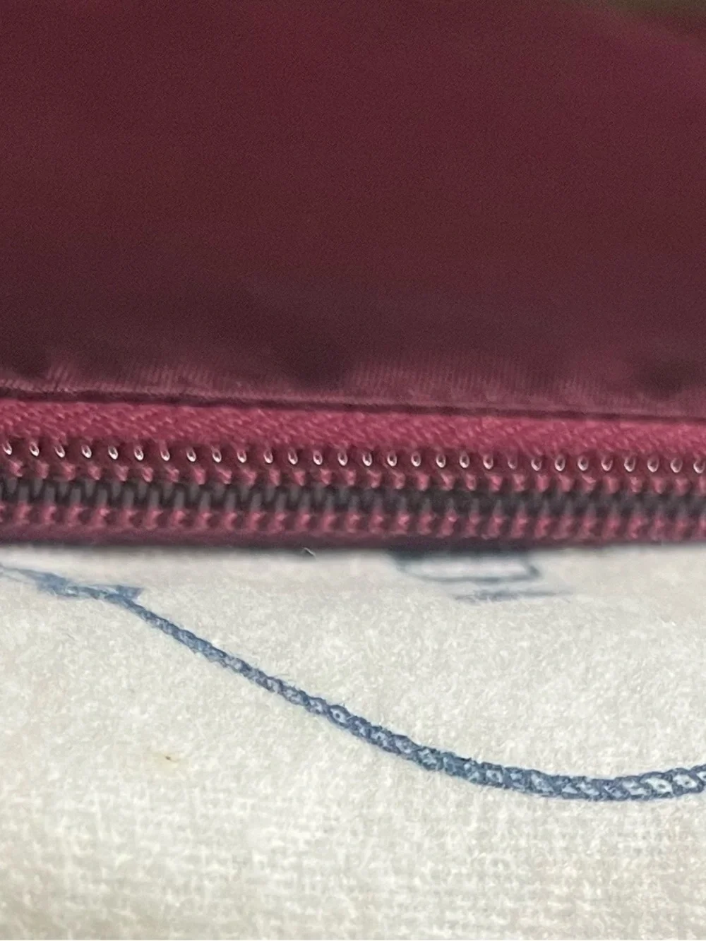 Prada Deep Burgundy Nylon Wristlet Clutch with Logo Plaque